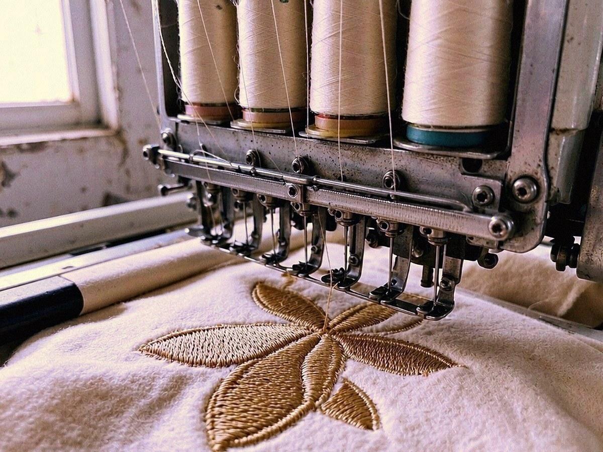 Embroidery detail on a custom plush product