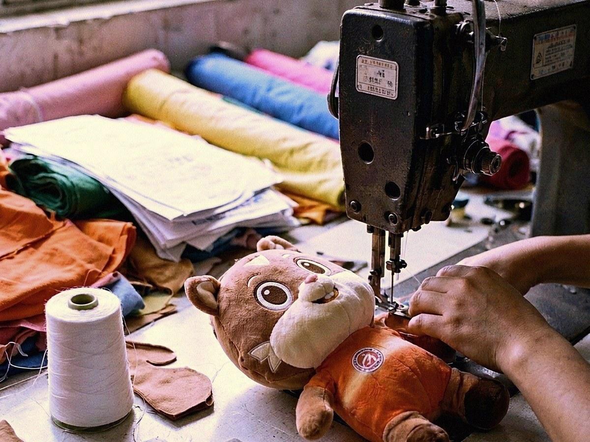 Sample development work at our plush manufacturing facility